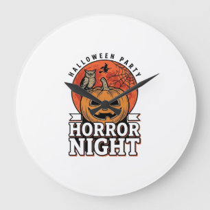 Oude Halloween Horror Night Pompoen Shirt Ontwerp Grote Klok