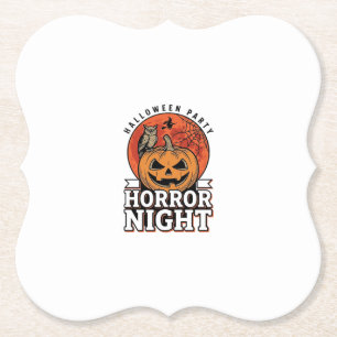 Oude Halloween Horror Night Pompoen Shirt Ontwerp Kartonnen Onderzetters