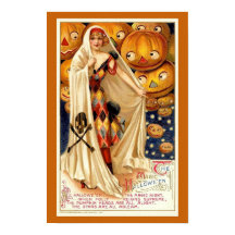 Oude Halloween-illustratie heks pompoenen