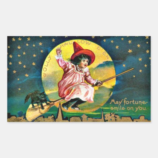 Oude Halloween-illustratie Rechthoekige Sticker (Voorkant)