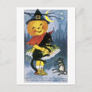 Oude halloween, Jack-o'-lantaarnmeisje Briefkaart