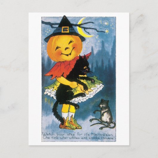 Oude halloween, Jack-o'-lantaarnmeisje Briefkaart (Voorkant)