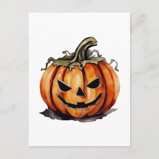 Oude Halloween Jack O Lantern Aquarel Briefkaart (Voorkant)