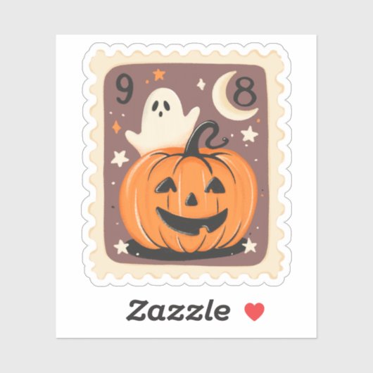 Oude Halloween Jack-o'-Lantern & Geest Stempel Sticker (Vel)