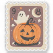 Oude Halloween Jack-o'-Lantern & Geest Stempel Sticker (Voorkant)