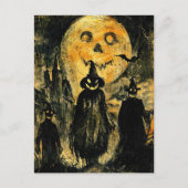 Oude Halloween Jack O Lantern Griezelen Horrorscèn Briefkaart (Voorkant)