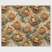 Oude Halloween Jack-O-Lantern Wingerdpatroon Cadeaupapier (Vlak)