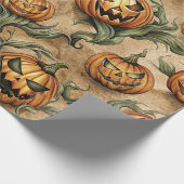 Oude Halloween Jack-O-Lantern Wingerdpatroon Cadeaupapier (Hoek)