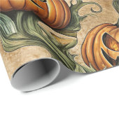 Oude Halloween Jack-O-Lantern Wingerdpatroon Cadeaupapier (Rol Hoek)