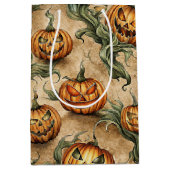 Oude Halloween Jack-O-Lantern Wingerdpatroon Medium Cadeauzakje (Voorkant)