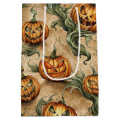 Oude Halloween Jack-O-Lantern Wingerdpatroon Medium Cadeauzakje (Achterkant)