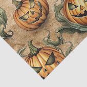 Oude Halloween Jack-O-Lantern Wingerdpatroon Tissuepapier (Detail)