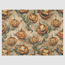 Oude Halloween Jack-O-Lantern Wingerdpatroon Tissuepapier