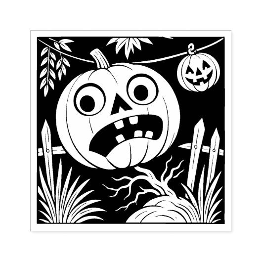 Oude Halloween Jack O'Lantern rubberen stempel (Afrduk)