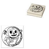 Oude Halloween Jack O'Lantern Stempel van Rubber (Gestempeld)