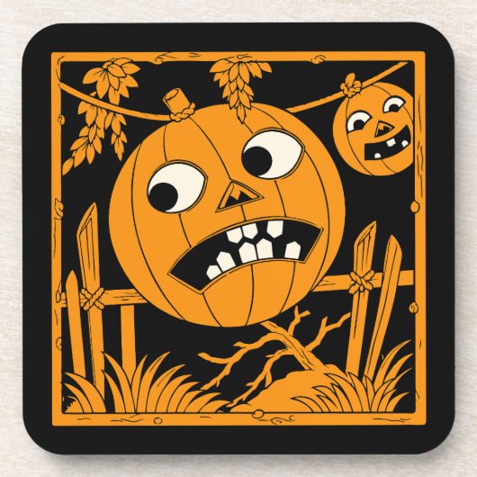 Oude Halloween Jack O'Lantern-tegel Bier Onderzetter (Voorkant)