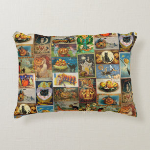 Oude Halloween Kaarten Collage Accent Kussen