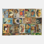 Oude Halloween Kaarten Collage Theedoek (Horizontaal)