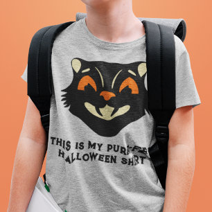 Oude Halloween Kat Aangepaste Slogan T-shirt