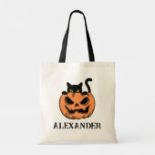 Oude Halloween Kat Douane- of Behandelzak Tote Bag (Achterkant)