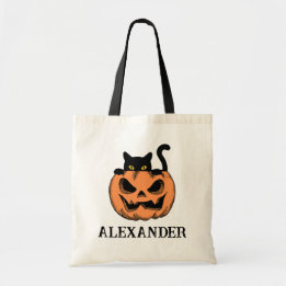 Oude Halloween Kat Douane- of Behandelzak Tote Bag