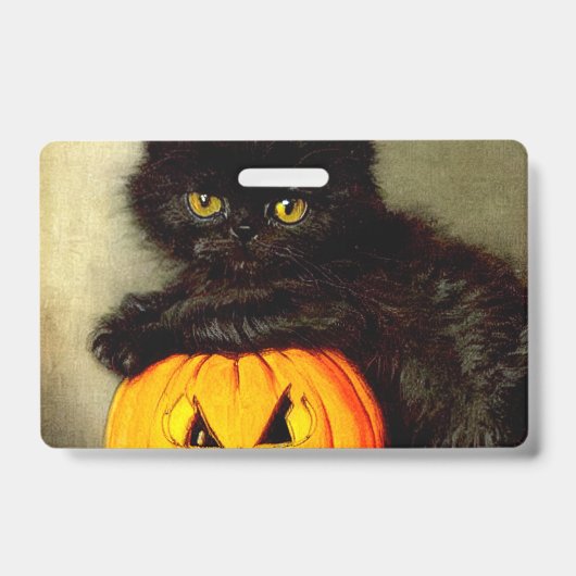Oude Halloween kat en Jack-o'-lantern Badge (Voorzijde)