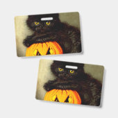 Oude Halloween kat en Jack-o'-lantern Badge (Voor- en achterkant)