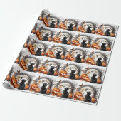 Oude Halloween kat- en pompoen inpakpapier (Uitgerold)