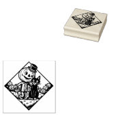 Oude Halloween kat en vogelverschrikker rubberen s Rubberstempel (Gestempeld)