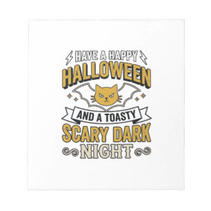 Oude Halloween Kat Griezeldonkere Nacht Ontwerp_1 Notitieblok