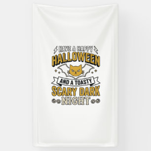 Oude Halloween Kat Griezelijk Donkere Nacht Ontwer Spandoek