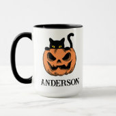 Oude Halloween Kat Kijk Uit Aangepaste Naam Mok (Links)