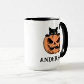 Oude Halloween Kat Kijk Uit Aangepaste Naam Mok (Voorkant rechts)