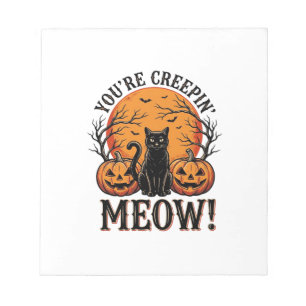 Oude Halloween Kat Kruip Meow Gravure_1 Notitieblok