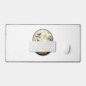 Oude Halloween Kat Maan Spookhuis Vector Afbeeldin Bureaumat (Keyboard & Muis)