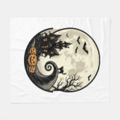 Oude Halloween Kat Maan Spookhuis Vector Afbeeldin Fleece Deken (Voorkant (Horizontaal))