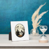 Oude Halloween Kat Maan Spookhuis Vector Afbeeldin Fotoplaat (Insitu)