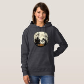 Oude Halloween Kat Maan Spookhuis Vector Afbeeldin Hoodie (Voorkant volledig)