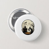 Oude Halloween Kat Maan Spookhuis Vector Afbeeldin Ronde Button 5,7 Cm (Voorkant /achterkant)
