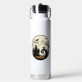 Oude Halloween Kat Maan Spookhuis Vector Afbeeldin Waterfles (Voorkant)
