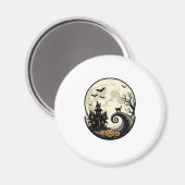 Oude Halloween Kat Maan Spukhuis Vector Afbeelding Magneet (Voorkant / Achterkant)