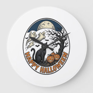 Oude Halloween Kat Maanlicht Spook Badge_1 Grote Klok