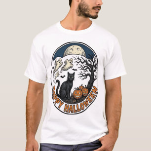 Oude Halloween Kat Maanlicht Spook Badge_1 T-shirt