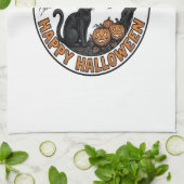 Oude Halloween Kat Maanlicht Spook Badge_1 Theedoek (Gevouwen)