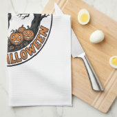 Oude Halloween Kat Maanlicht Spook Badge_1 Theedoek (Quarter Fold)