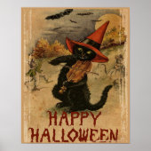 Oude Halloween Kat Met Viool Poster (Voorkant)