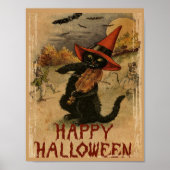 Oude Halloween kat met viool Poster (Voorkant)