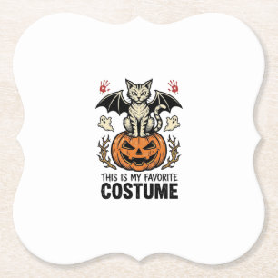 Oude Halloween Kat Pompoen Kostuum Shirt Ontwerp Kartonnen Onderzetters