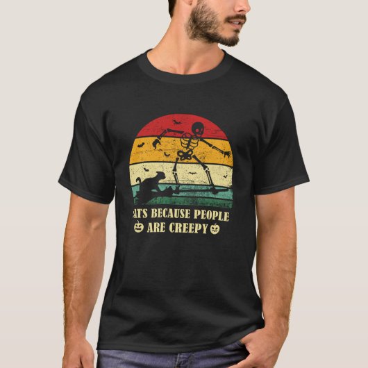 Oude Halloween-katten Omdat Mensen Eng Zijn C T-shirt (Voorkant)