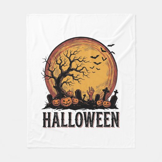 Oude Halloween Kerkhof Vleermuis Maan Kunst_1 Fleece Deken (Voorkant)